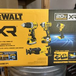DEWALT 20V MAX XR Brushless 4-Tool Combo Kit with POWERSTACK and a 5.0Ah Battery, Charger, And Bag