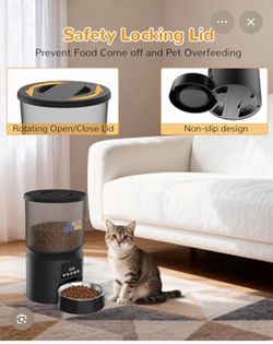 Automated Cat Feeder, 4L Dry Food Dispenser with Single Bowl,Programmable Timed Pet Feeder for Up to 6 Daily Meals,10-Second Voice Message & Dual Powe