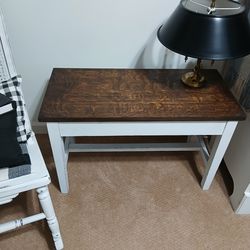 Vintage White Distressed Piano Bench Accent Bench