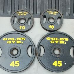 SET  OF  GOLDS  GYM  OLYMPIC  PLATES  (PAIRS OF)  :  45s  &  10s 