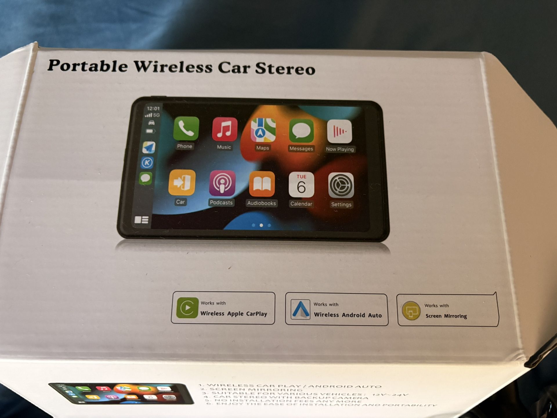 Apple CarPlay/ Android Auto Portable Wireless Car Stereo 