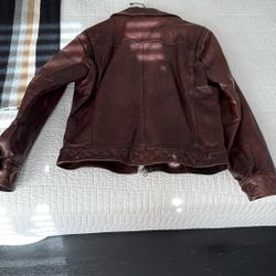 Brown Leather Bomber Jacket 