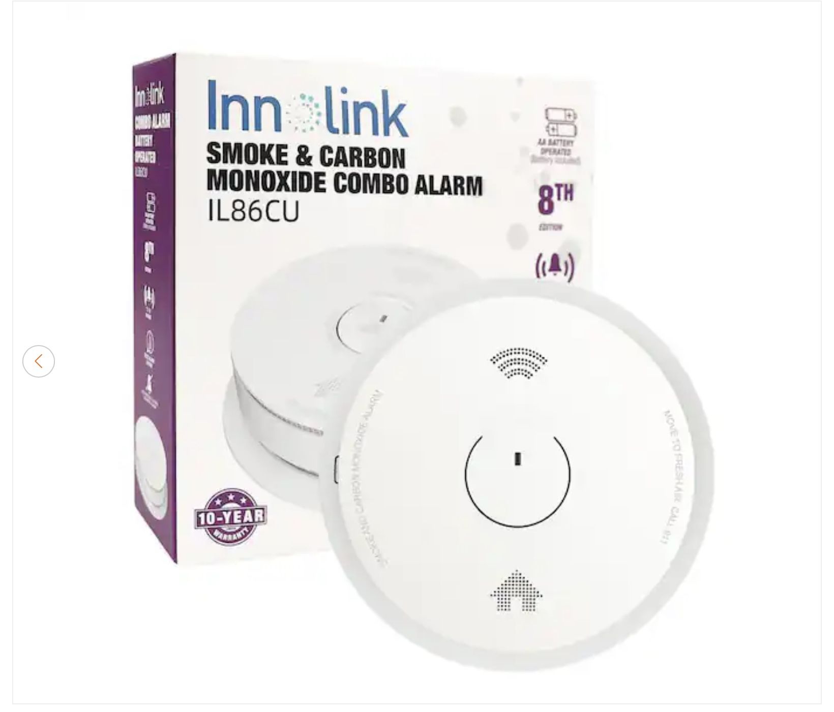 Hardwired connected Smoke and Carbon Monoxide Detector with 2 AA Batteries Back Up, 4-Pack - New