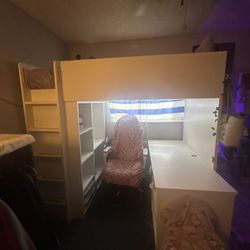 Kid’s Ikea Loft Bed With Desk And Shelf Under 