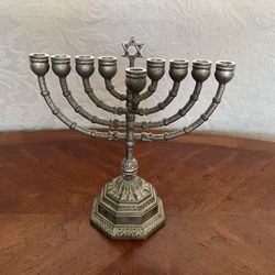 Vintage English Silver Plate Judaism Judaica Menorah / Candelabra