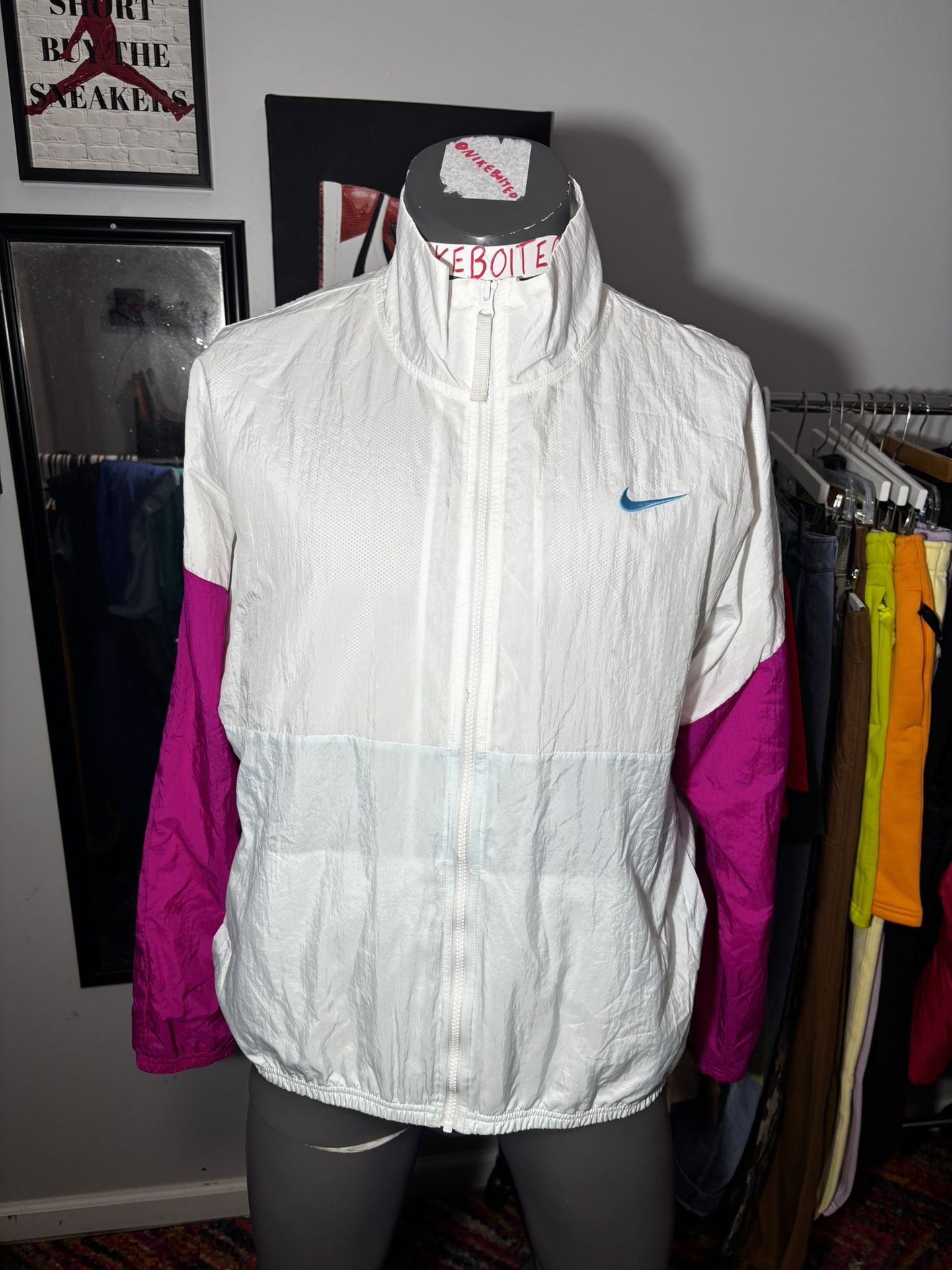 Nike Men’s 90s Challenge Court Windbreaker Size Large Jacket Tennis Pink Dri Fit