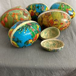 Vintage Paper Easter Eggs 5 Lg 1sm $20