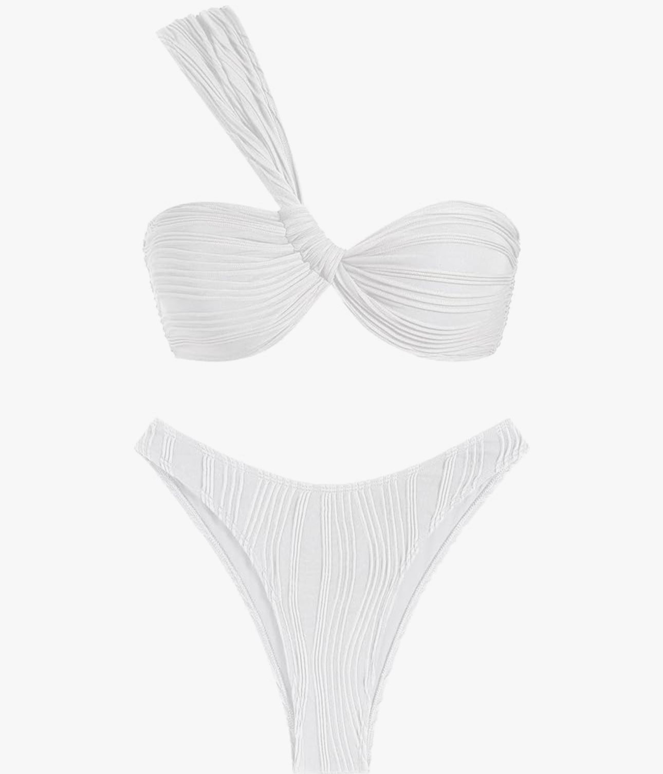 ZAFUL Women's One Shoulder Bikini Twisted Ruched High Cut Swimsuit Size Small