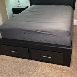 PlatForm Queen Bed frame With Front Drawers  And Matching Night Stand 