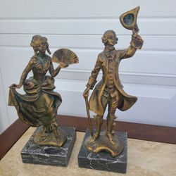 2 Vintage Statues Marble Base
