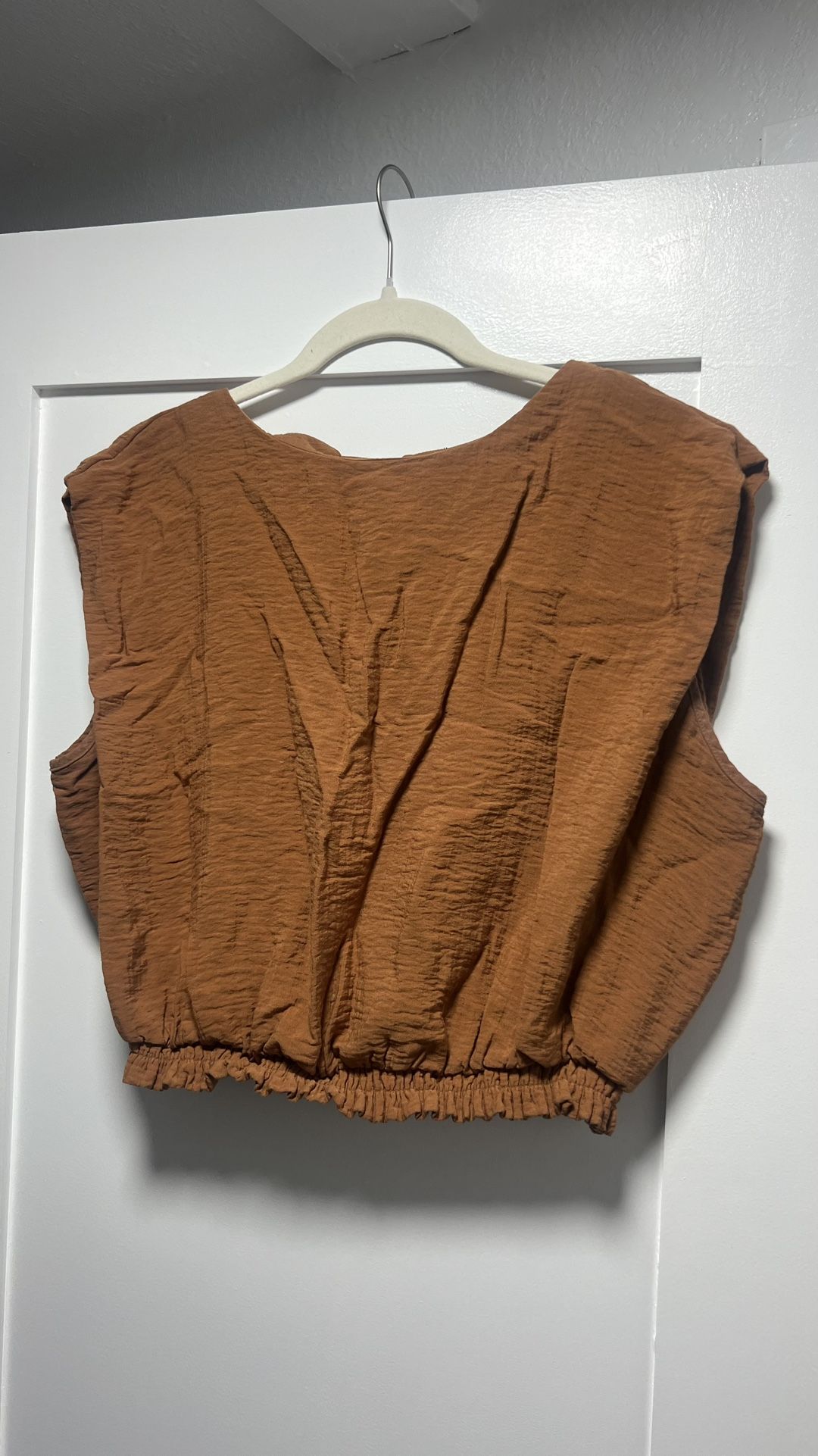 XXL Camel Colored Boxy Crop Top