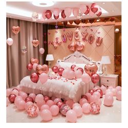 Valentines Day  Love  Heart Balloons Decorations Kit