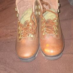 I Have These Nice Used Brown Leather Timberland Boots That Are Used With Two Tan Spots On One Boot