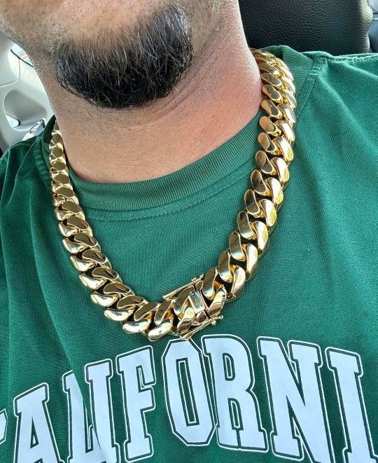 Cuban Link Chain 24MM X20 14k Heavy Gold Plated Doesn't Loses Color