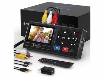 VHS to Digital Converter, Video to Digital Recorder w/ Remote 1080p 60Hz Portta