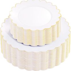 300 Pcs Gold Plastic Silverware And/Or 50Dinner & 50desert/Salad Plates