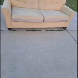 Baker 2 Cushion Sofa In Butter Yellow Upholstery