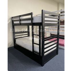 Twin Black Bunk Bed W/ Drawers