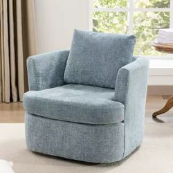 Blue Fabric Swivel Accent Chair