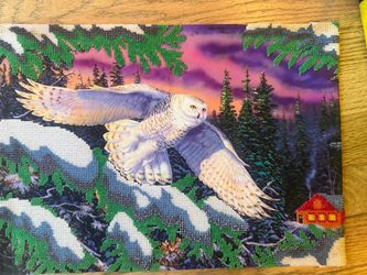 Snowy Owl Winter Scene Diamond Painting