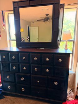 Wood dresser with mirror