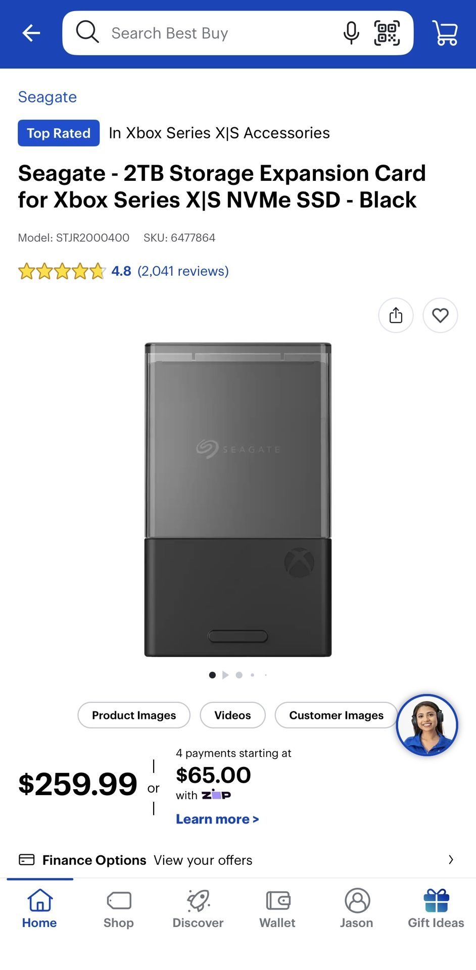 Seagate - 2TB Storage Expansion Card for Xbox Series X|S Internal NVMe SSD - Black