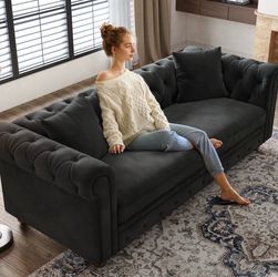 Black Velvet Chesterfield Sofa