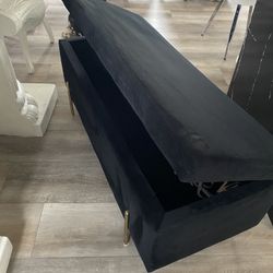 Black Velvet Ottoman/Bench 