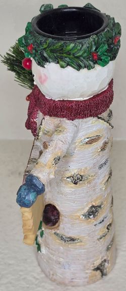 Birch Snowman Candle Holder - Let It Snow Holiday Decor