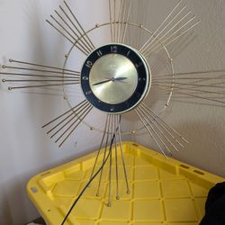 MCM Atomic Robert Shaw 8 Day LUX Sunburst Wall Clock Wind-Up 20 Inch VTG Rare !