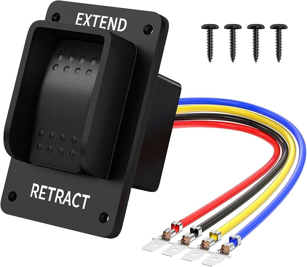 Reverse Polarity Switch 12V 3 Way Momentary Rocker Switch (ON)-Off-(ON) DPDT 20A Waterproof Marine RV Power Stabilizer Jack Switch with Pre-Wired for
