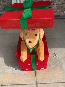 Home Accents Holiday 3.5-FT Yuletide Lane LED Golden Retriever in a Gift Box