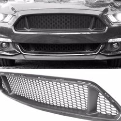 For 15-17 Ford Mustang Ikon Style Front Hood Upper Mesh Grille Grill - Black PP
