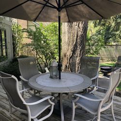 Patio Furniture Set with Umbrella and Stand