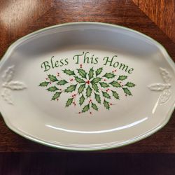 Lenox Holiday Serving Dish "Bless This Home"