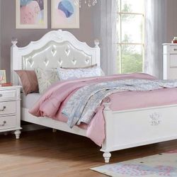 VINTAGE GLAM WHITE FULL SIZE BED FRAME - CAMA MATRIMONIAL - KIDS FURNITURE BEDS