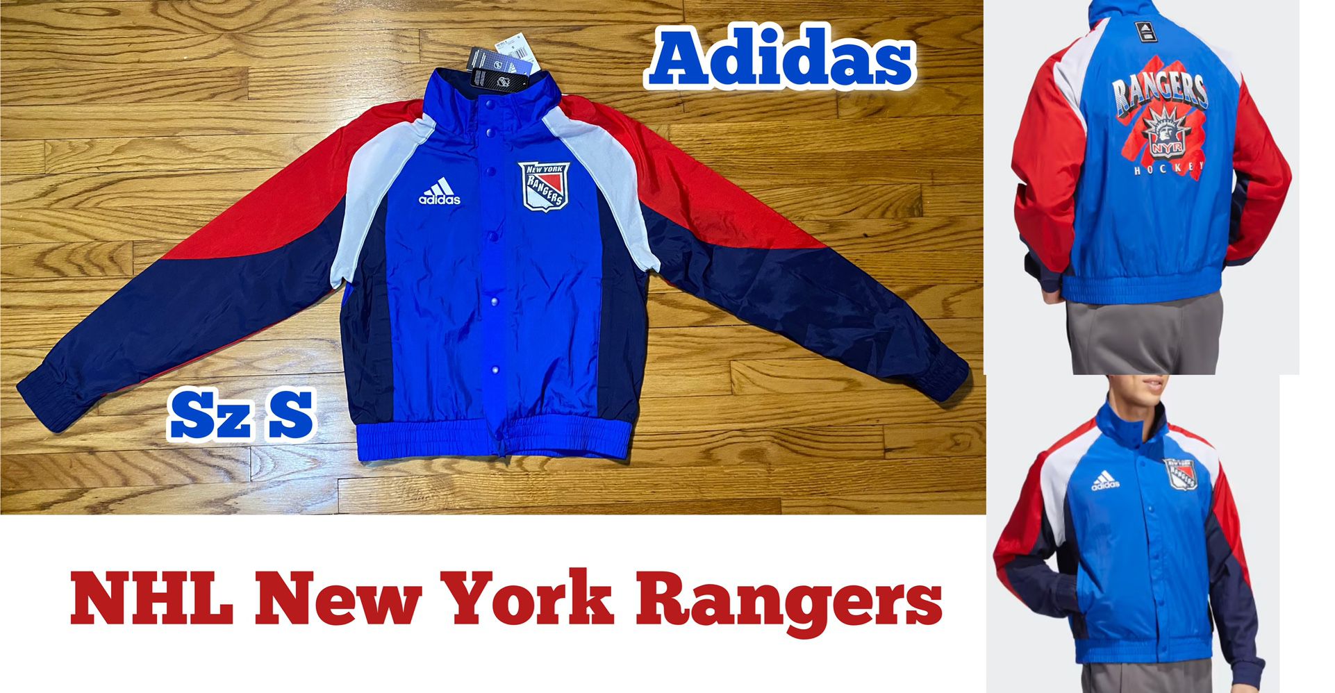 Adidas NHL New York Rangers Reverse Retro Liberty Windbreaker Jacket SZ S New!