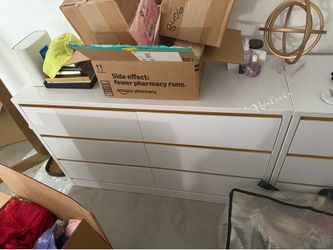 Beautiful dresser! White and gold.
