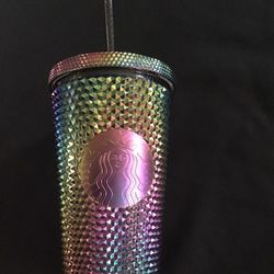 Startbucks Limited Edition Studded Oil Slick Rainbow Iridescent Tumbler Fall 2023 