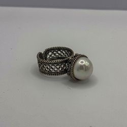Handmade Ring White Pearl Silver