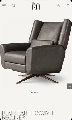 RH RESTORATION HARDWARE LUKE LEATHER SWIVEL RECLINER: Retail $9585