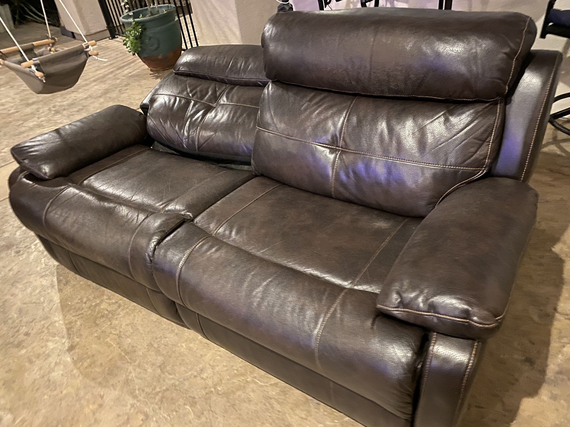 Leather Power Reclining Love Seat