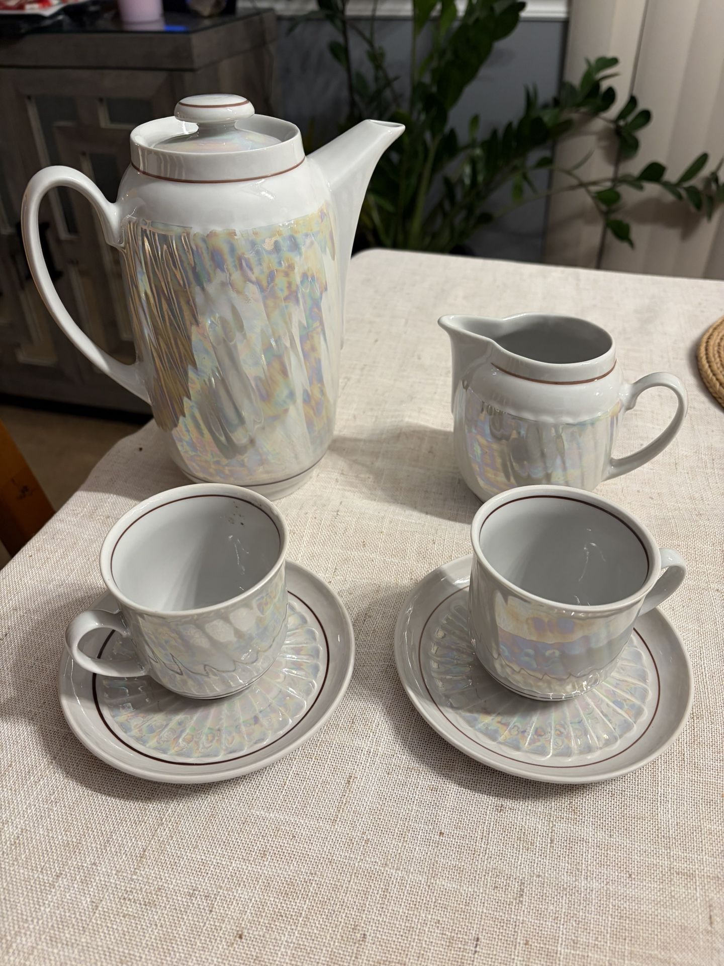 Russian Tea Set (set Of 6) Iridescent Mother Of Pearl