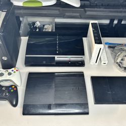 Video Game Console Lot - Xbox 360, PS2 PS3 Wii All Untested 