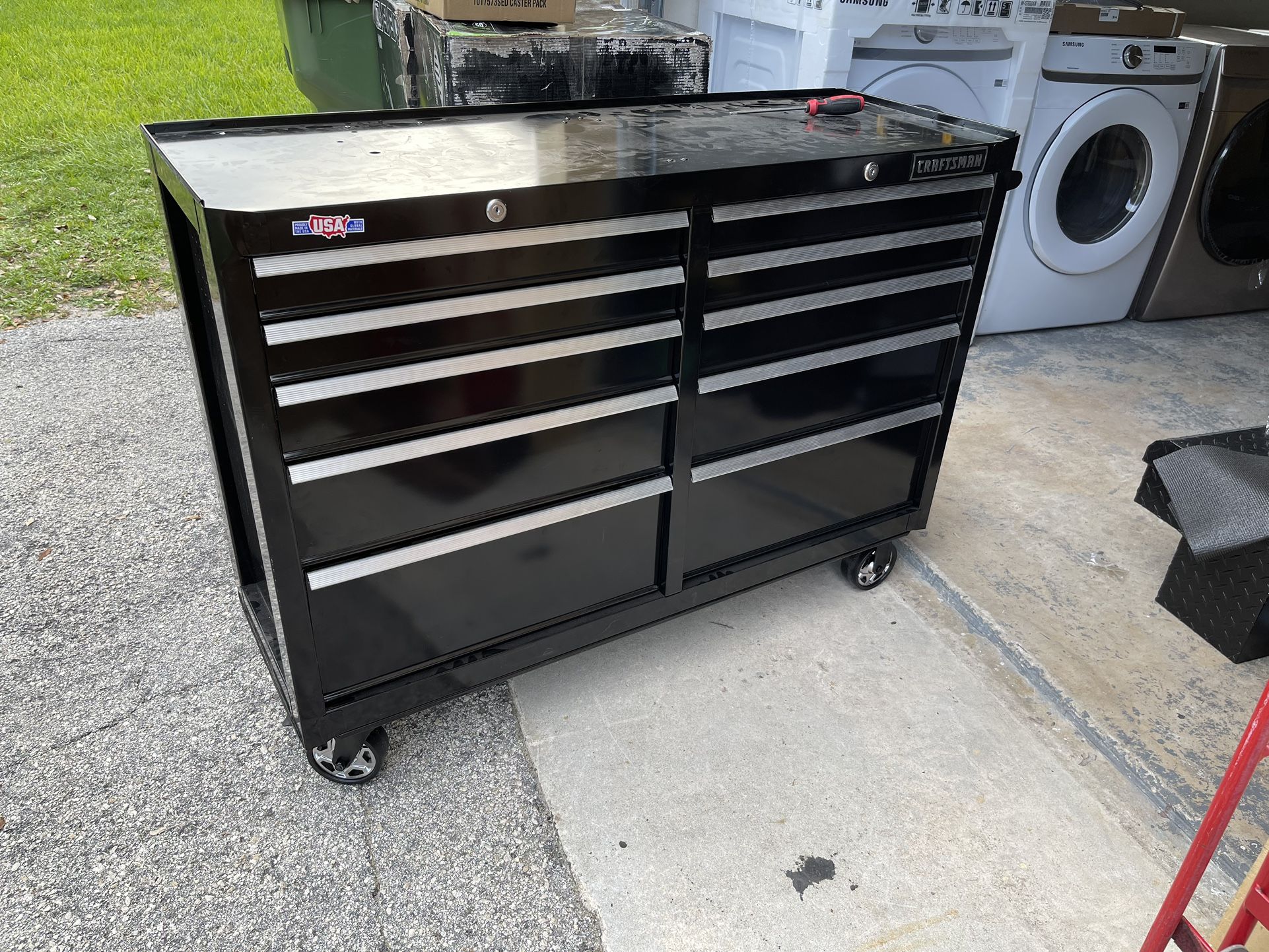 New Tool Box Craftsman Craftsman S2000 52 in. 10 drawer Steel Rolling Tool Cabinet 32.4 in. H X 19 in. D
