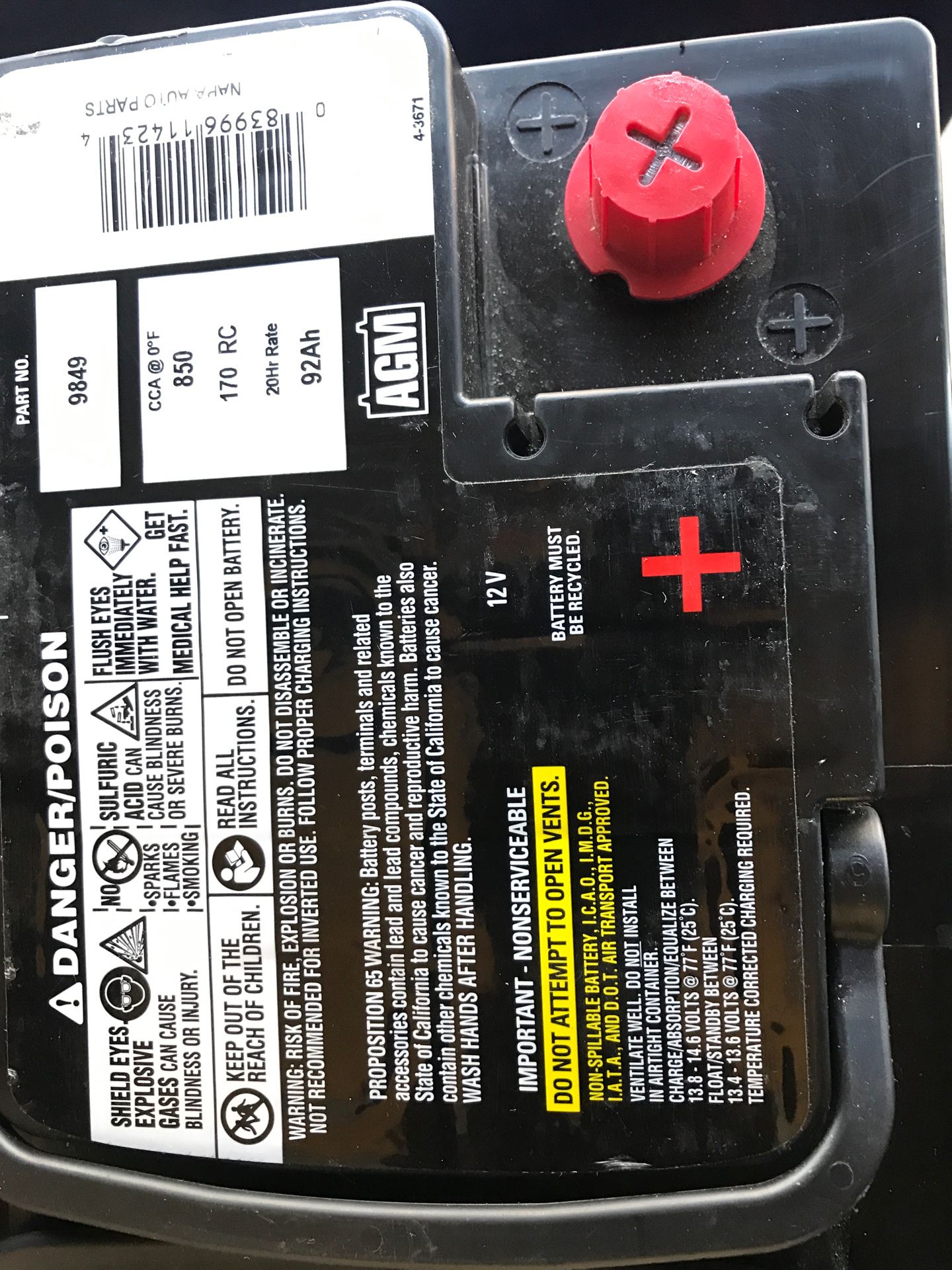9849 Napa premium battery brand new