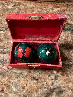 Baoding Balls in a case, Chinese Metal Balls for Hand Exercises