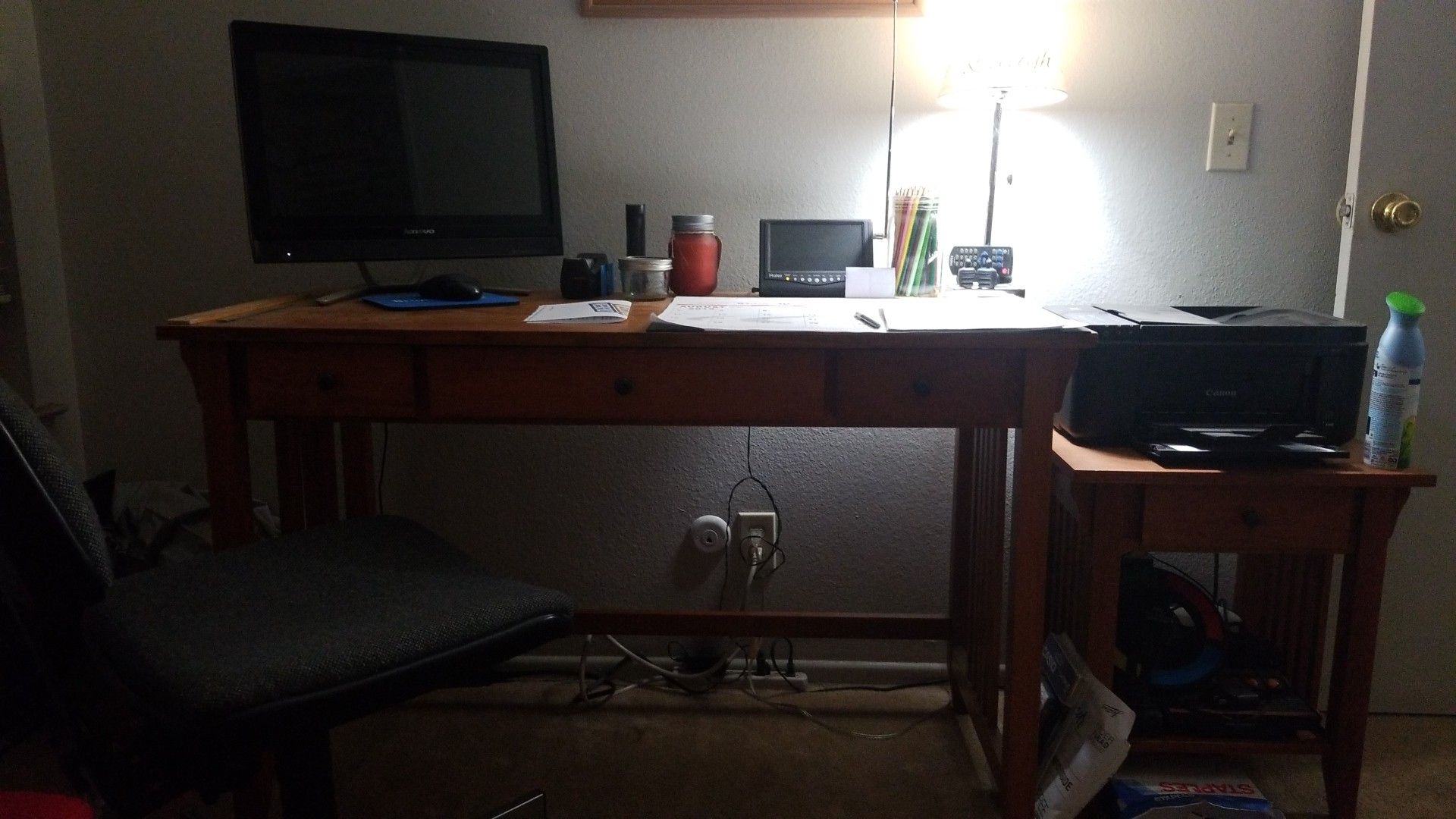 Desk and side table matching real wood