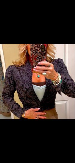 Black Floral Jacquard Cropped Blazer