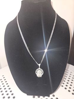 Religious pendant curb chain necklace